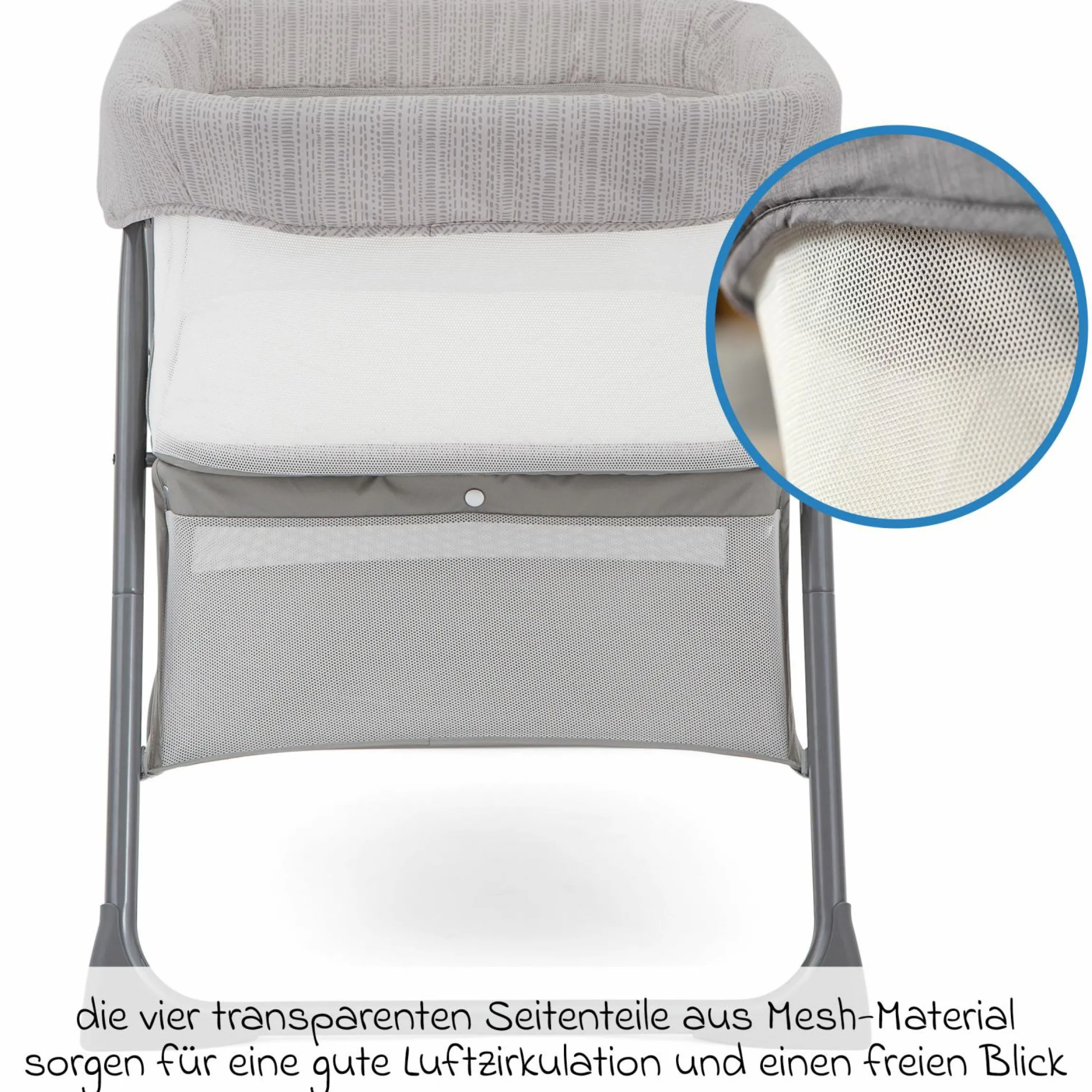 2-1 Beistellbett & Reisebett Side-By-Side ab Geburt - 6 Monate inkl. Matratze & Transporttasche - Fossil - Kollektion 2025