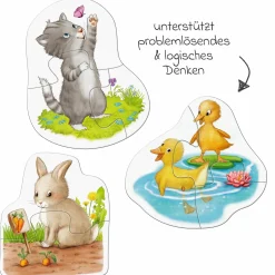 6 erste Puzzles - Tierkinder mit Spielfigur - 19 Teile