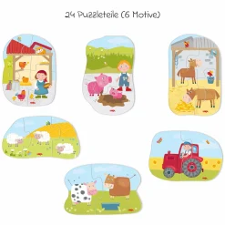 6 erste Puzzles mit Spielfigur - 24 Teile - Bauernhof