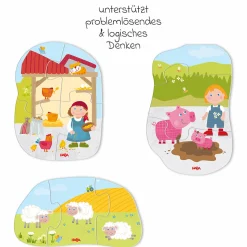 6 erste Puzzles mit Spielfigur - 24 Teile - Bauernhof