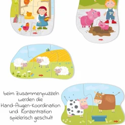 6 erste Puzzles mit Spielfigur - 24 Teile - Bauernhof