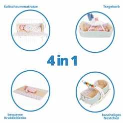 4 in 1 Babynest für Hochstuhl Quarttolino ab Geburt nutzbar - Blau Weiß - Kollektion 2024