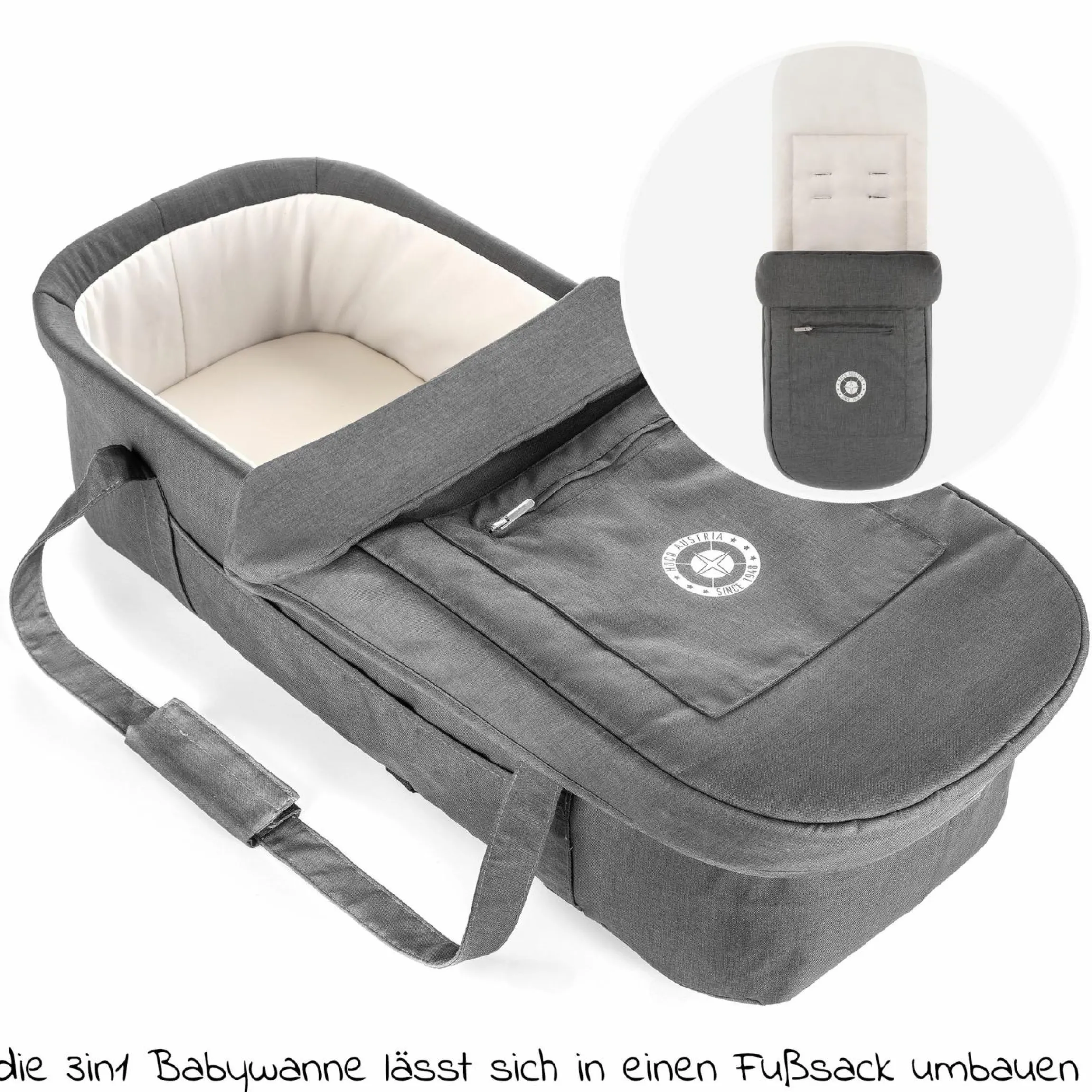 3 in 1 Babywanne Exklusiv - Linen Dark Grey