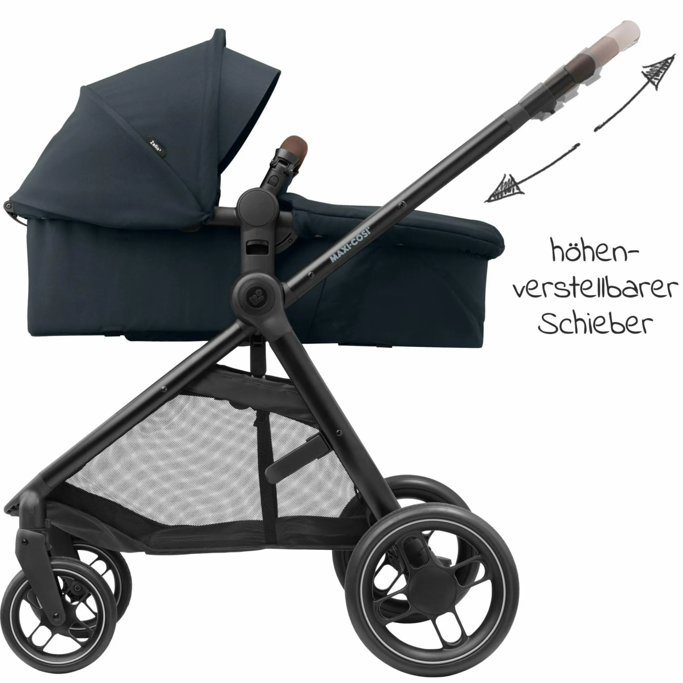 2 -in- 1 Kombi-Kinderwagen Zelia³ wendbarer Sitz & Wanne in einem, verstellbarer Schieber, 22 kg - Essential Graphite - Kollektion 2025