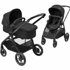 2 -in- 1 Kombi-Kinderwagen Zelia³ wendbarer Sitz & Wanne in einem, verstellbarer Schieber, 22 kg - Essential Black - Kollektion 2025