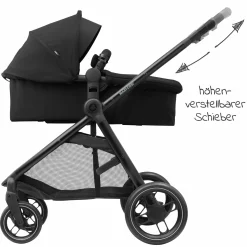 2 -in- 1 Kombi-Kinderwagen Zelia³ wendbarer Sitz & Wanne in einem, verstellbarer Schieber, 22 kg - Essential Black - Kollektion 2025