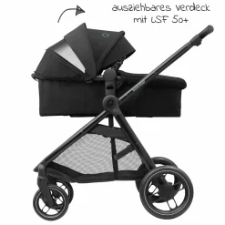 2 -in- 1 Kombi-Kinderwagen Zelia³ wendbarer Sitz & Wanne in einem, verstellbarer Schieber, 22 kg - Essential Black - Kollektion 2025