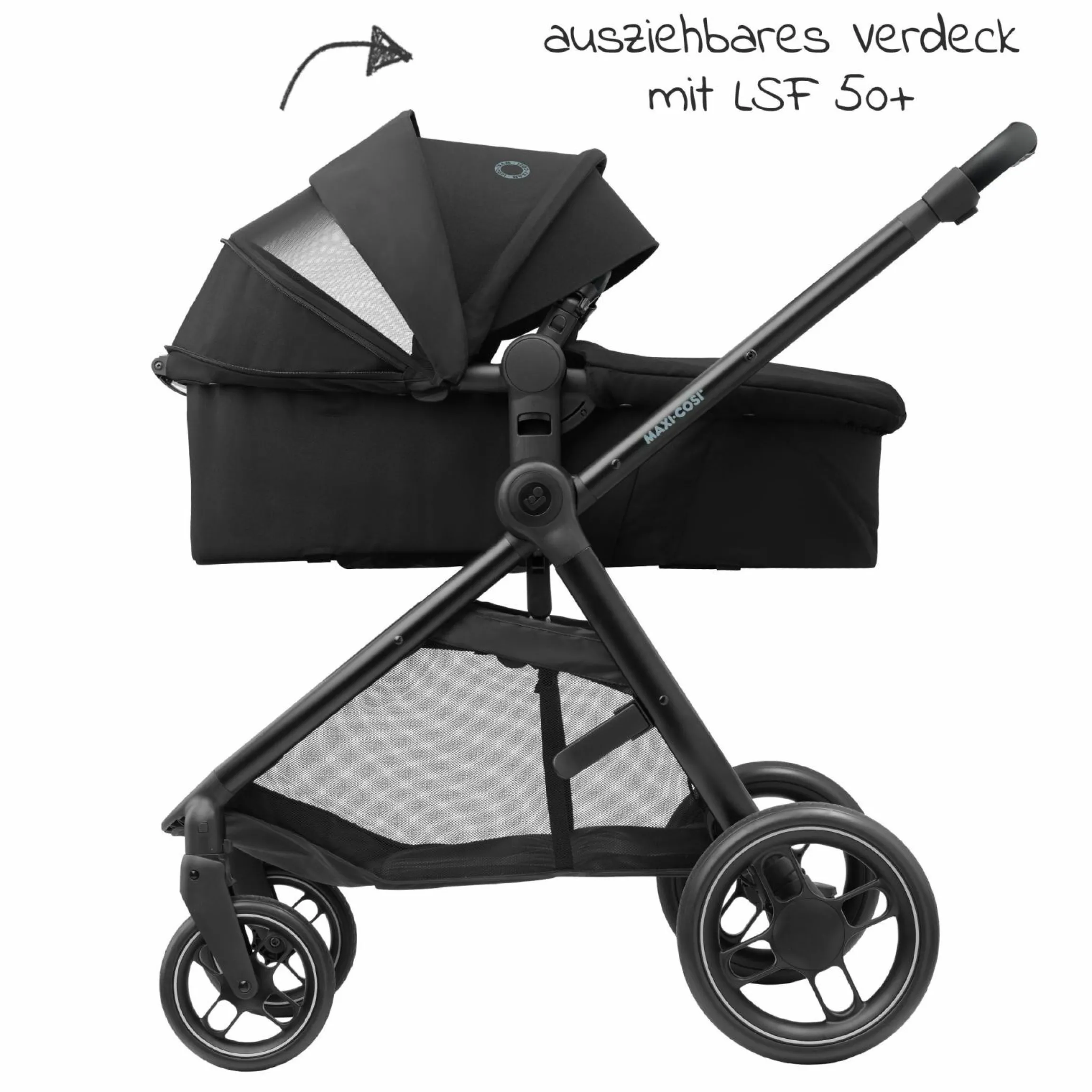 2 -in- 1 Kombi-Kinderwagen Zelia³ wendbarer Sitz & Wanne in einem, verstellbarer Schieber, 22 kg - Essential Black - Kollektion 2025