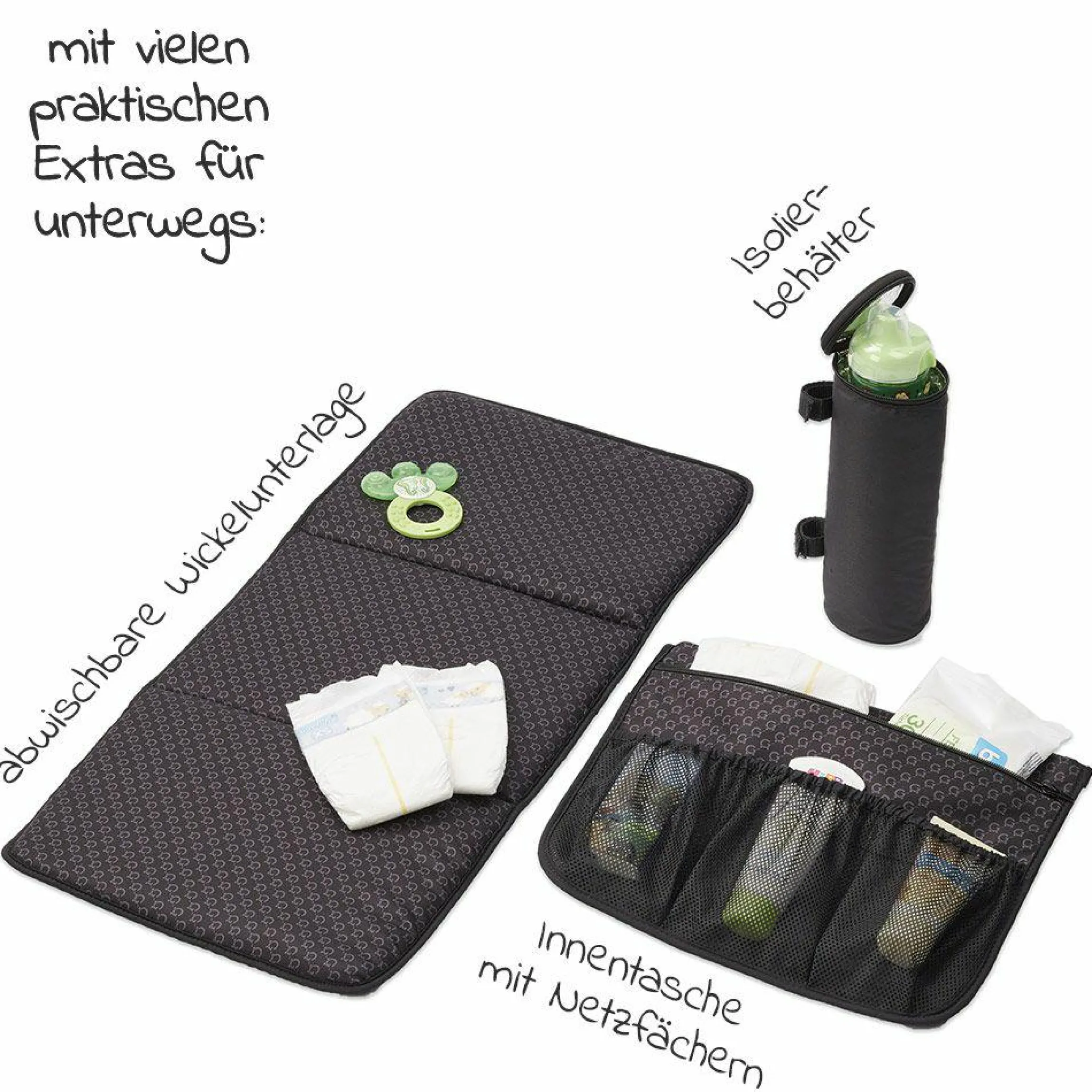 2 in 1 Wickelrucksack & Wickeltasche N°4 mit Wickelunterlage, Innentasche & Isolierbehälter - Tabak - Kollektion 2024
