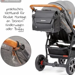 2 in 1 Wickelrucksack & Wickeltasche N°4 mit Wickelunterlage, Innentasche & Isolierbehälter - Schwarz - Kollektion 2024