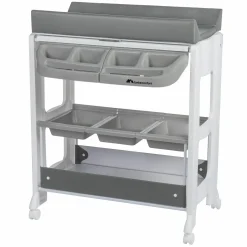 2- in-1 Badewanne & Wickeltisch Dolphy mit Staufächer & Handtuchhalter - Gray Mist - Kollektion 2025