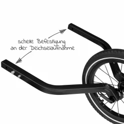 14" Joggerrad für Einsitzer inkl. Deichselaufnahme - Schwarz