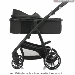3-1 Kombi-Kinderwagen-Set Fill Jaguar mit Sportsitz, Babywanne & Matratze, Babyschale, Wickeltasche & Wickelauflage, Adapter, Getränkehalter, Regen- & Insektenschutz - Grün Melange