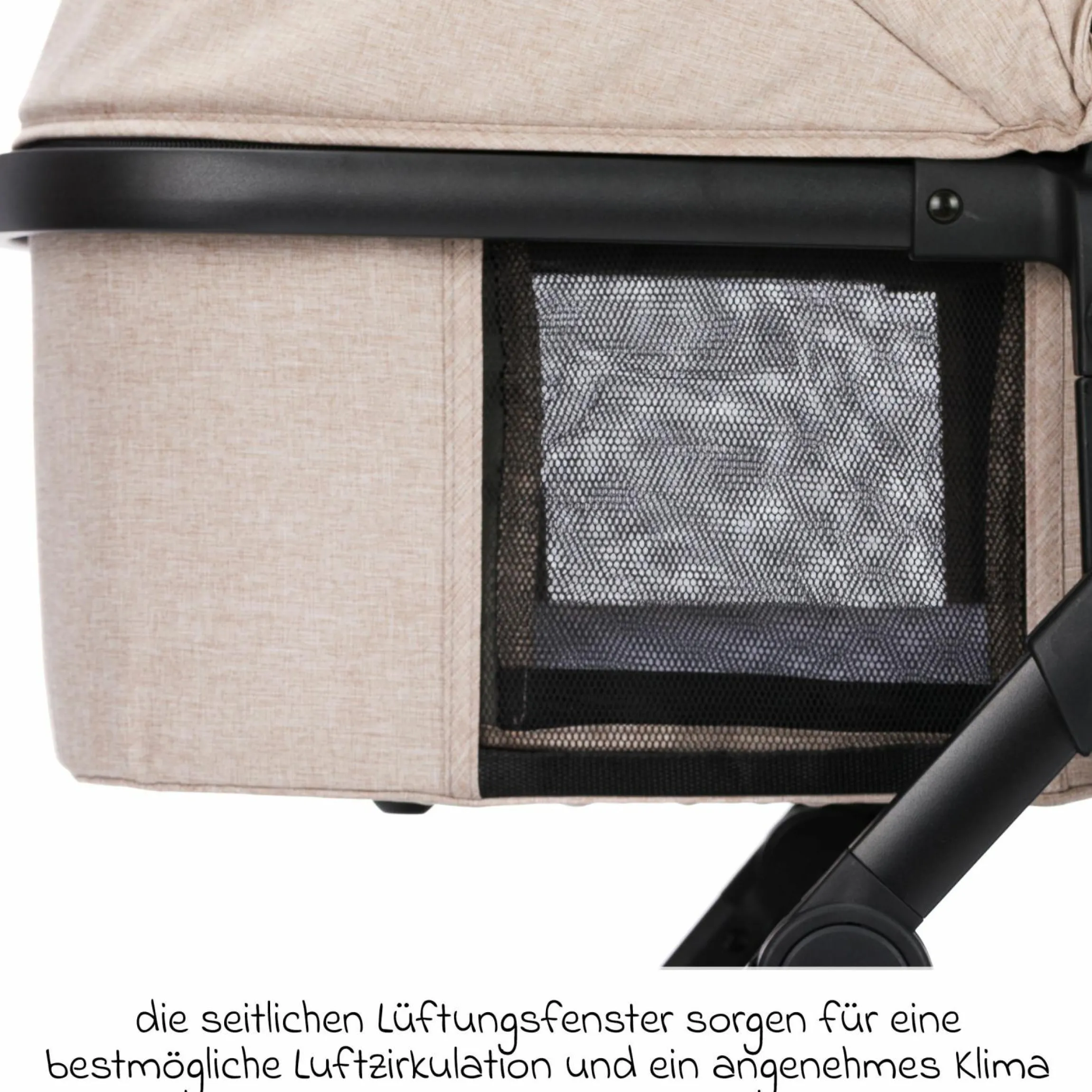 3-1 Kombi-Kinderwagen-Set Fill Jaguar mit Sportsitz, Babywanne & Matratze, Babyschale, Wickeltasche & Wickelauflage, Adapter, Getränkehalter, Regen- & Insektenschutz - Sand