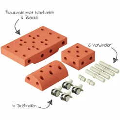 14 tlg. Baukasten Starter-Set Modu Playsystem Curiosity von 0 - 6 Jahre - Burnt Orange / Dusty Green