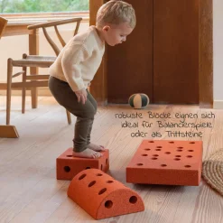 14 tlg. Baukasten Starter-Set Modu Playsystem Curiosity von 0 - 6 Jahre - Burnt Orange / Dusty Green