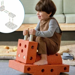 14 tlg. Baukasten Starter-Set Modu Playsystem Curiosity von 0 - 6 Jahre - Burnt Orange / Dusty Green