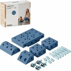 20 tlg. Baukasten Starter-Setset Modu Playsystem Explorer von 0 - 6 Jahre - Deep Blue / Sky Blue