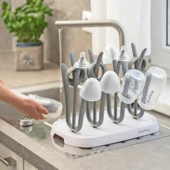 Abtropfgestell / Trockenständer für Babyflaschen - Grau Weiß