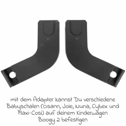 Adapter für Boogy 2, für Babyschalen von Osann, Joie, Nuna, Cybex & Maxi-Cosi - Schwarz - Kollektion 2025
