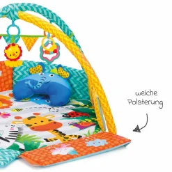 Aktivbogen-Spielmatte mit 30 Bällen, 4 Greiffiguren & Polster 120 x 100 cm - Bunt