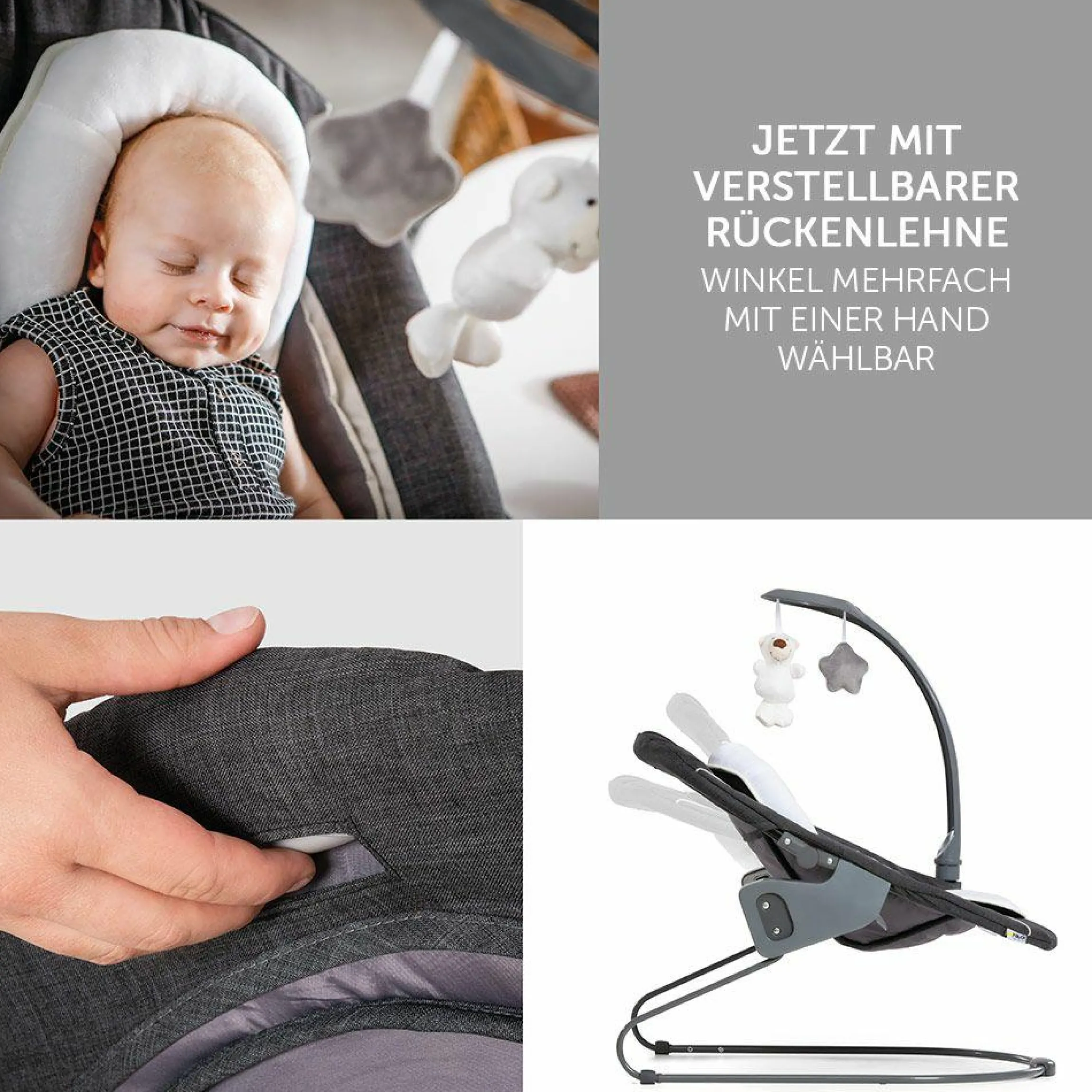 Alpha Charcoal Selectline Newborn Set Deluxe - 4-tlg. Hochstuhl + 2in1 Neugeborenenaufsatz (verstellbar) + Sitzpolster