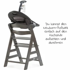 Alpha Charcoal Selectline Newborn Set Deluxe - 4-tlg. Hochstuhl + 2in1 Neugeborenenaufsatz (verstellbar) + Sitzpolster