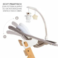 Alpha Move Natur Newborn Set - 5-tlg. Hochstuhl + Aufsatz & Wippe Deluxe, Essbrett, Sitzkissen - Sand