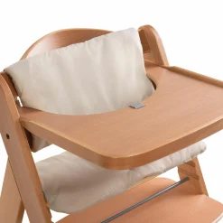 Alpha Move Natur Newborn Set - 5-tlg. Hochstuhl + Aufsatz & Wippe, Essbrett, Sitzkissen - Stretch Beige
