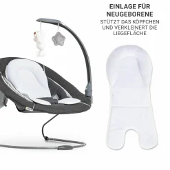Alpha Plus Black 4-tlg. Newborn Set Deluxe - Hochstuhl + 2in1 Babyaufsatz & Wippe + Sitzkissen - Melange Grey