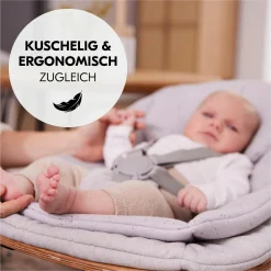 Alpha Plus Black 4-tlg. Newborn Set Eco - Hochstuhl + 2in1 Babyaufsatz & Wippe + Sitzkissen - Light Grey / Charcoal