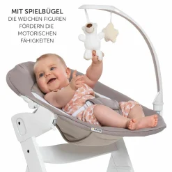 Alpha Plus Black 4-tlg. Newborn Set Deluxe - Hochstuhl + 2in1 Babyaufsatz & Wippe + Sitzkissen - Sand