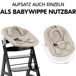 Alpha Plus Black 4-tlg. Newborn Set Disney - Hochstuhl + 2in1 Babyaufsatz & Wippe + Sitzkissen - Winnie Pooh