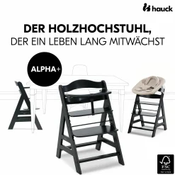 Alpha Plus Black 4-tlg. Newborn Set Disney - Hochstuhl + 2in1 Babyaufsatz & Wippe + Sitzkissen - Winnie Pooh