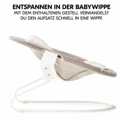 Alpha Plus Black 4-tlg. Newborn Set - Hochstuhl + 2in1 Babyaufsatz & Wippe + Sitzkissen - Stretch Beige
