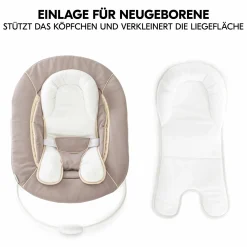 Alpha Plus Black 4-tlg. Newborn Set - Hochstuhl + 2in1 Babyaufsatz & Wippe + Sitzkissen - Stretch Beige