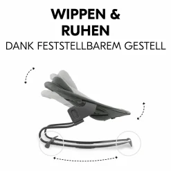 Alpha Plus Black 4-tlg. Newborn Set Premium - Hochstuhl + 2in1 Babyaufsatz & Wippe + Sitzkissen - Dark Grey