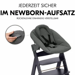 Alpha Plus Dark Grey Newborn Set - Hochstuhl + Neugeborenenaufsatz