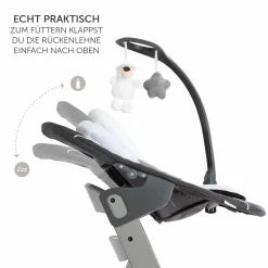 Alpha Plus Grau Newborn Set Deluxe - 4-tlg. Hochstuhl + 2in1 Neugeboreneneinsatz (verstellbar) + Sitzpolster