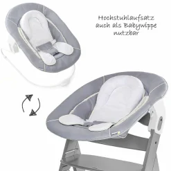 Alpha Plus Grey Newborn Set - 3-tlg. Hochstuhl + Neugeboreneneinsatz & Wippe Stretch Grey