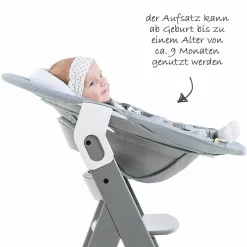 Alpha Plus Grey Newborn Set - 3-tlg. Hochstuhl + Neugeboreneneinsatz & Wippe Stretch Grey
