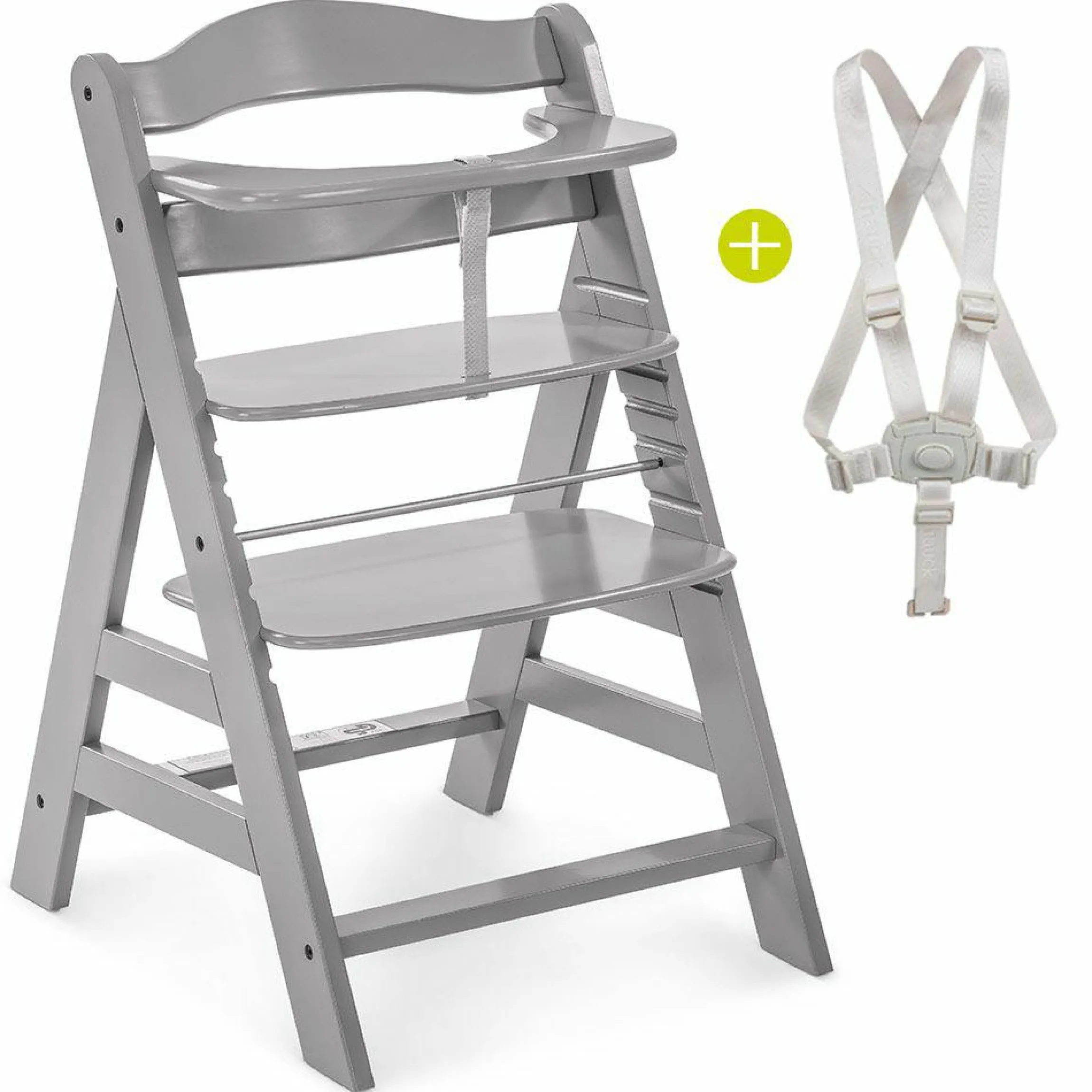 Alpha Plus Grey Newborn Set - 3-tlg. Hochstuhl + Neugeboreneneinsatz & Wippe Stretch Grey