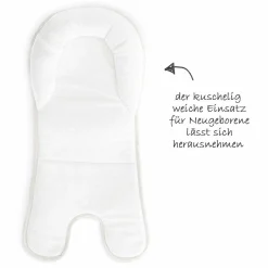 Alpha Plus Grey Newborn Set - 4-tlg. Hochstuhl + Neugeborenenaufsatz & Wippe Stretch Grey + Sitzkissen