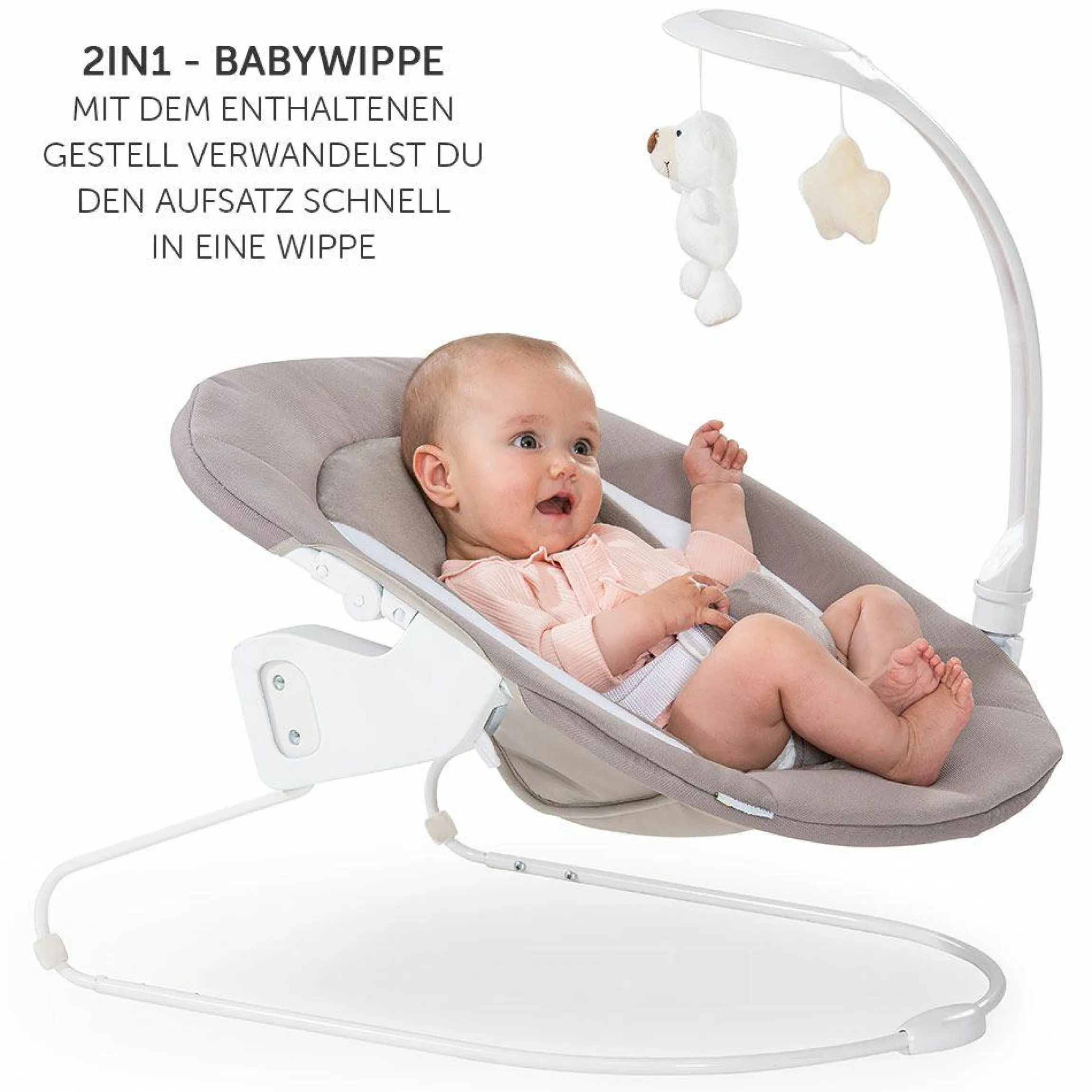 Alpha Plus Natur Newborn Set Deluxe - 4-tlg. Hochstuhl + 2in1 Neugeboreneneinsatz (verstellbar) + Sitzpolster