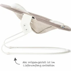 Alpha Plus Natur Newborn Set - 3-tlg. Hochstuhl + Neugeboreneneinsatz & Wippe Stretch Beige