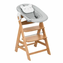 Alpha Plus Nature Grey Newborn Set - Hochstuhl + Neugeborenenaufsatz - Pastell Bear