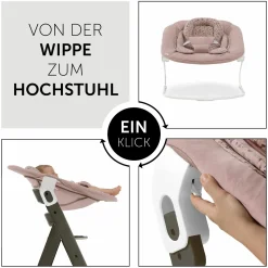 Alpha Plus Select Charcoal 4-tlg. Newborn Set Disney - Hochstuhl + 2in1 Babyaufsatz & Wippe Bambi + Sitzkissen Minnie Mouse - Rose