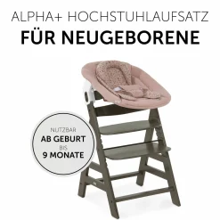 Alpha Plus Select Charcoal 4-tlg. Newborn Set Disney - Hochstuhl + 2in1 Babyaufsatz & Wippe Bambi + Sitzkissen Minnie Mouse - Rose