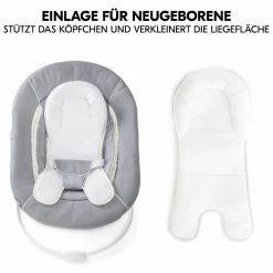 Alpha Plus Select Charcoal 4-tlg. Newborn Set - Hochstuhl + 2in1 Babyaufsatz & Wippe + Sitzkissen - Stretch Grey