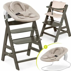 Alpha Plus Select Charcoal 4-tlg. Newborn Set Disney Pooh - Hochstuhl + Neugeborenenaufsatz + Sitzkissen Beige
